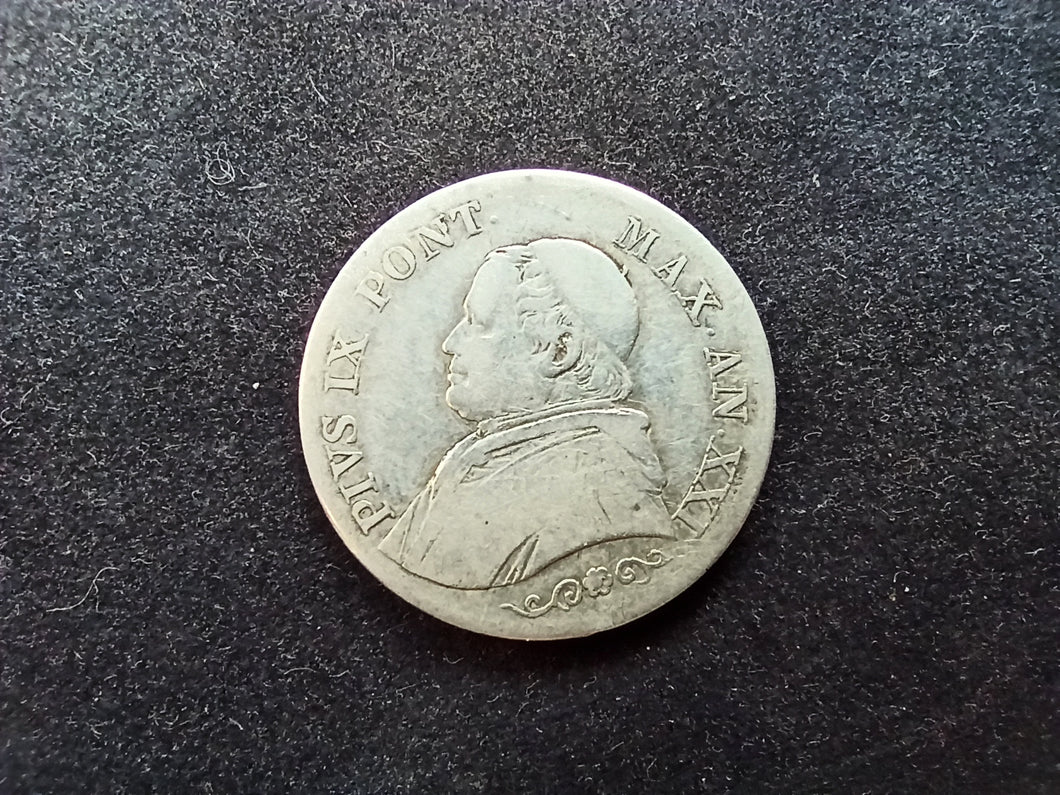 Vatican : 1 lire Argent 1866 An XXI Petit Buste (Ref 1456)