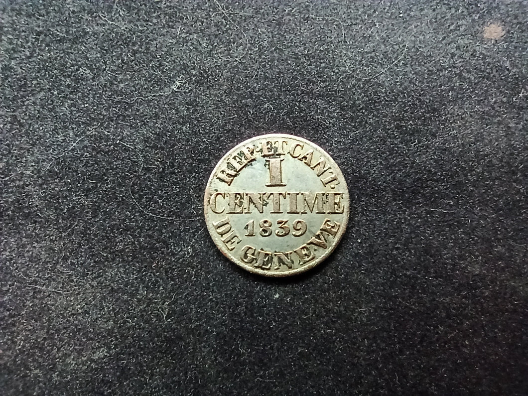 Suisse : 1 Centime Canton Genève 1839 (Ref 1478)