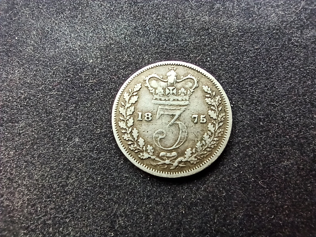 Royaume-Uni : 3 Pence Argent 1875 (Ref 1526)