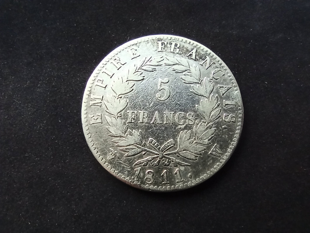 5 Francs Argent Napoléon 1811 W (Ref 1561)