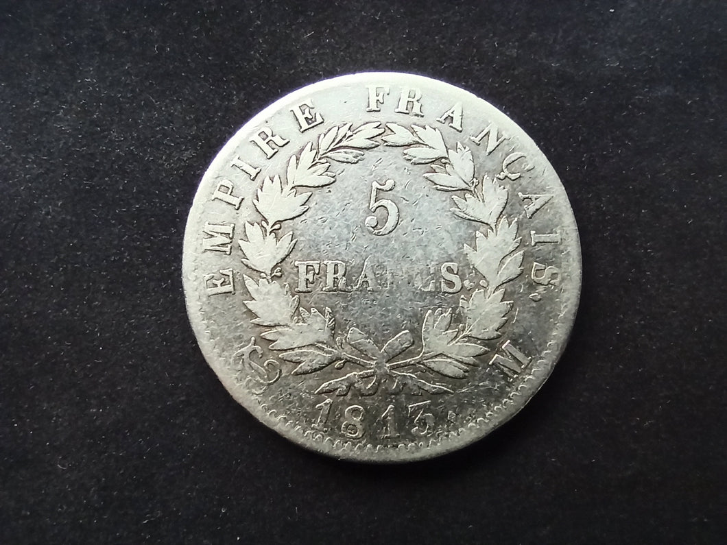 5 Francs Argent Napoléon 1813 M (Ref 1566)
