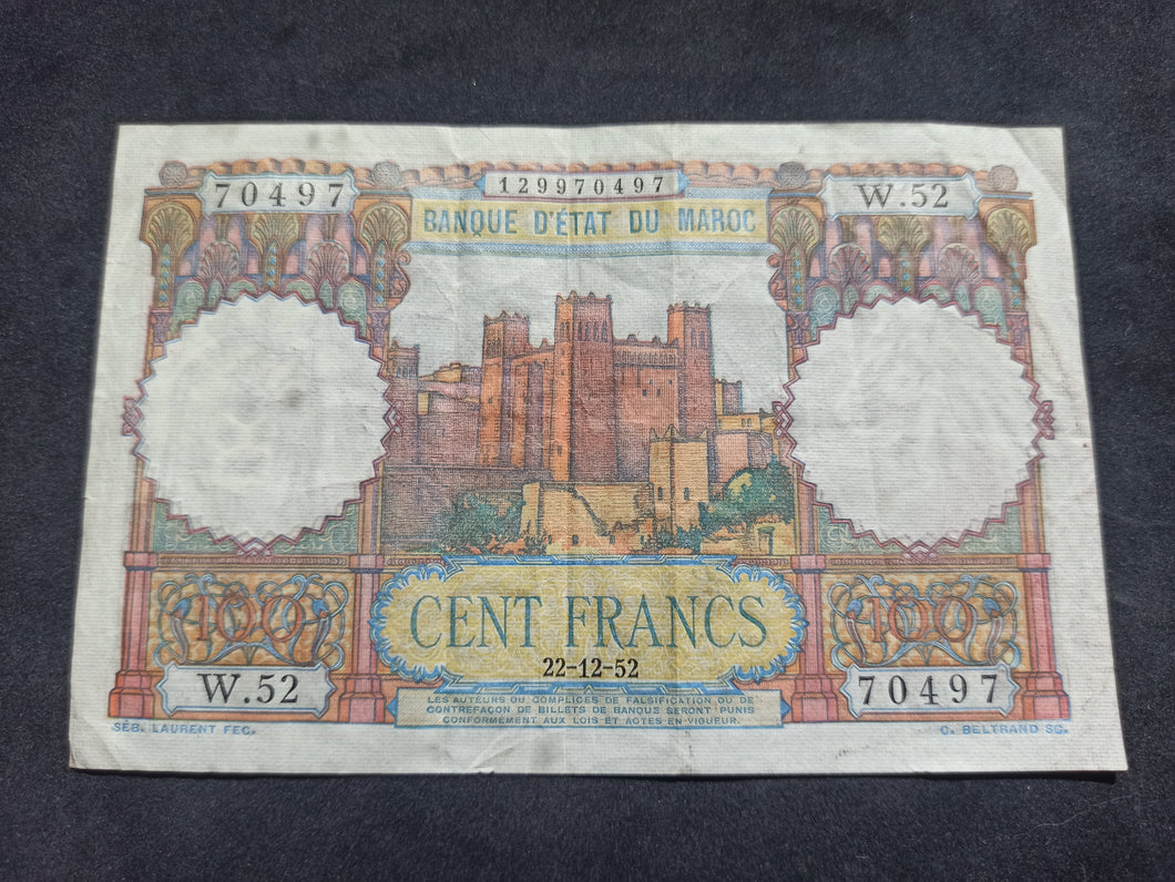 Maroc : 100 Francs 1952 (Ref 1613)