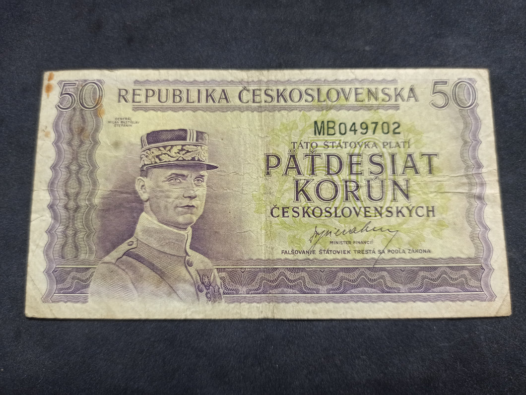 Tchécoslovaquie : 50 Korun 1945 (Ref 1595)