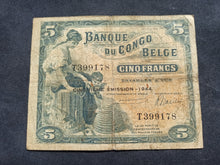 Charger l&#39;image dans la galerie, Congo Belge : 5 Francs 1944 (Ref 1619)
