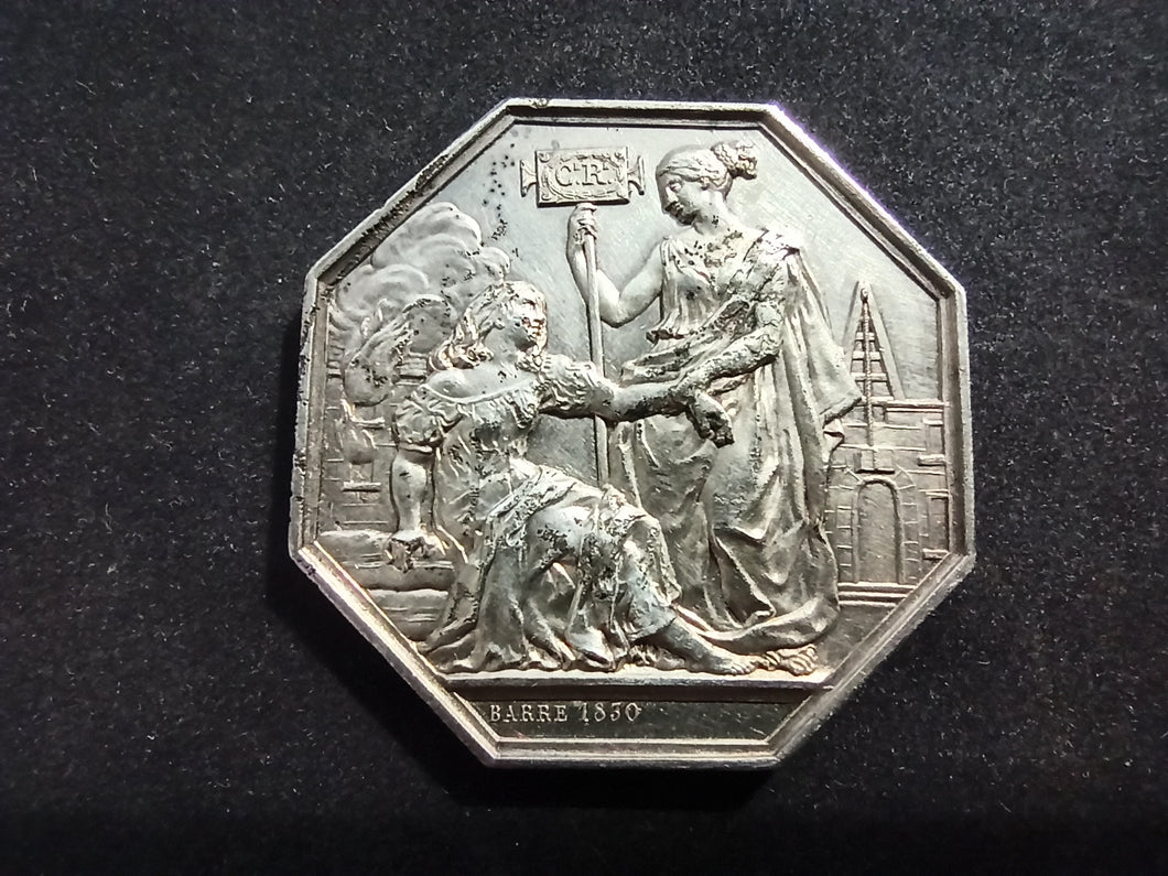 Jeton Bronze Argenté : Compagnie Royale d'Assurances 1817 par Barre (Ref 1679)