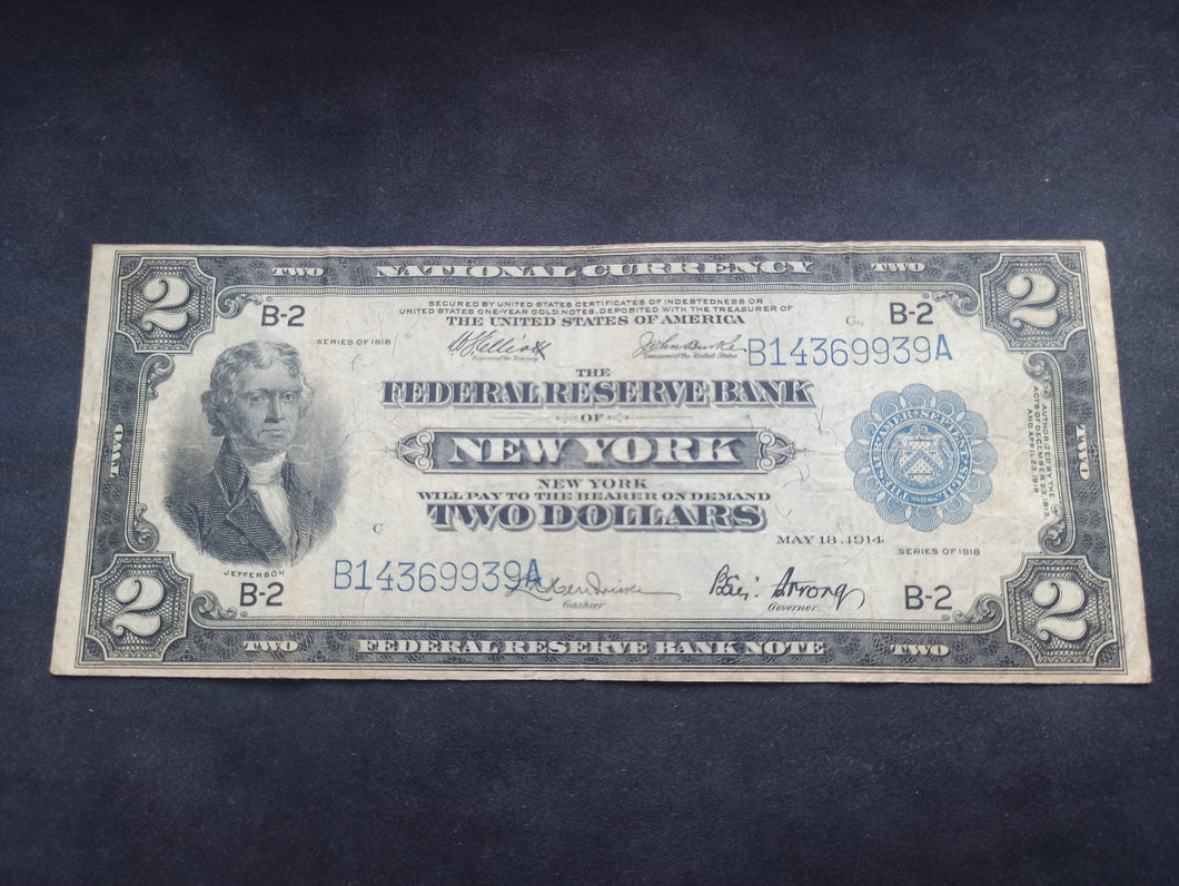 Etats Unis / USA : 2 Dollars 1918 New York (Ref 1692)