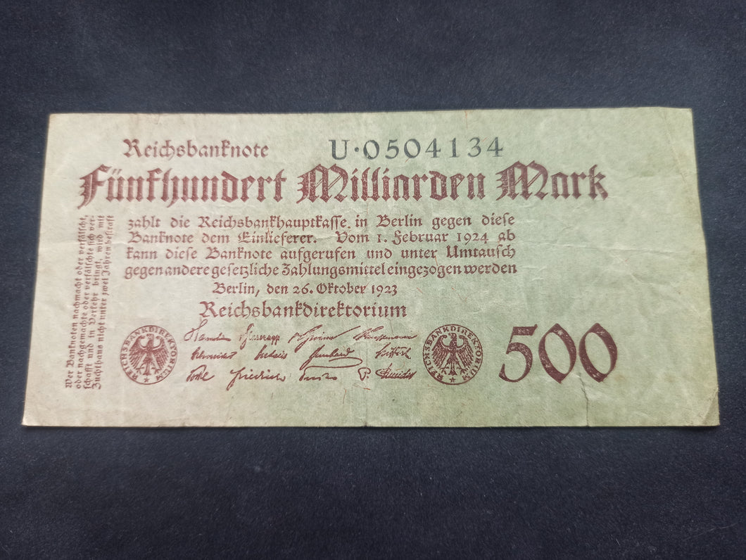 Allemagne : 500 Milliarden Mark 1923 (Ref 1698)