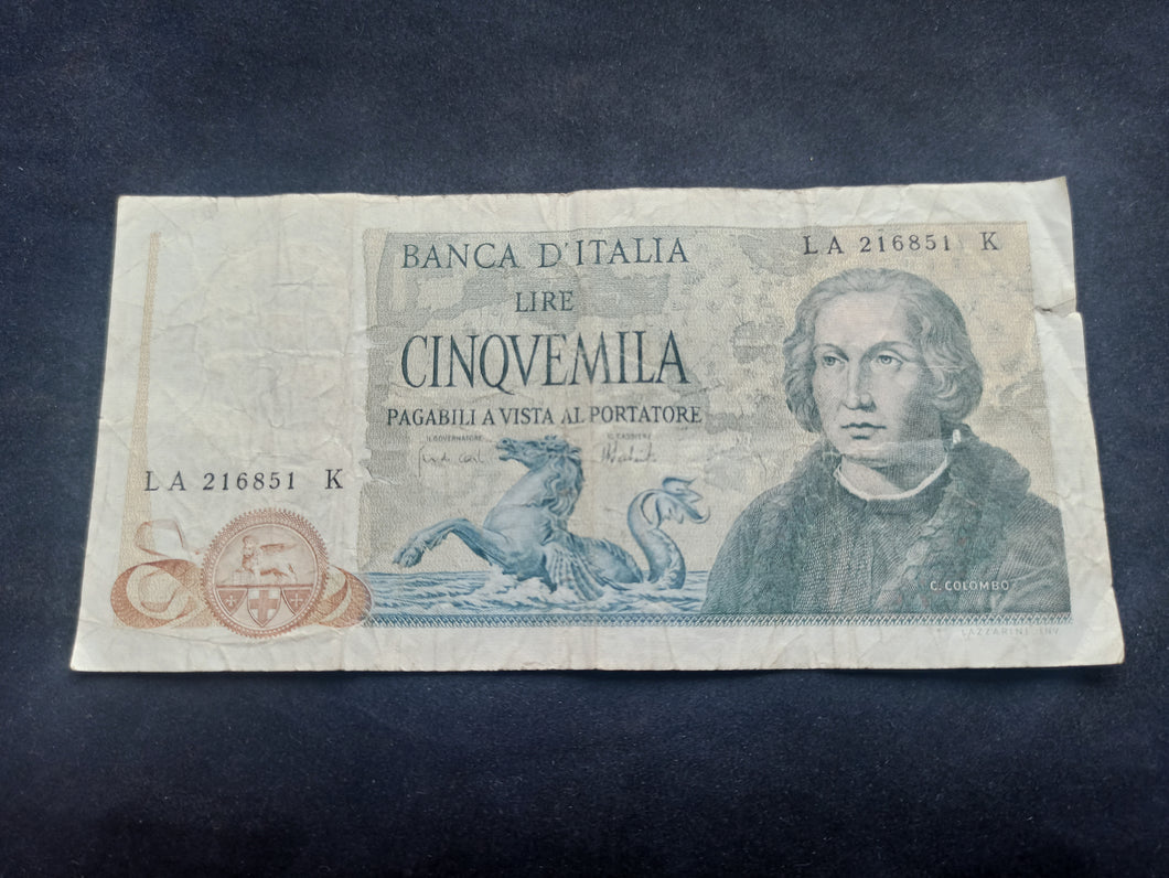 Italie : 5000 Lire 1971 Christophe Colomb (Ref 1713)