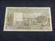 Charger l&#39;image dans la galerie, Af de l&#39;Ouest : Sénégal : 500 Francs 1981 K (Ref 1776)
