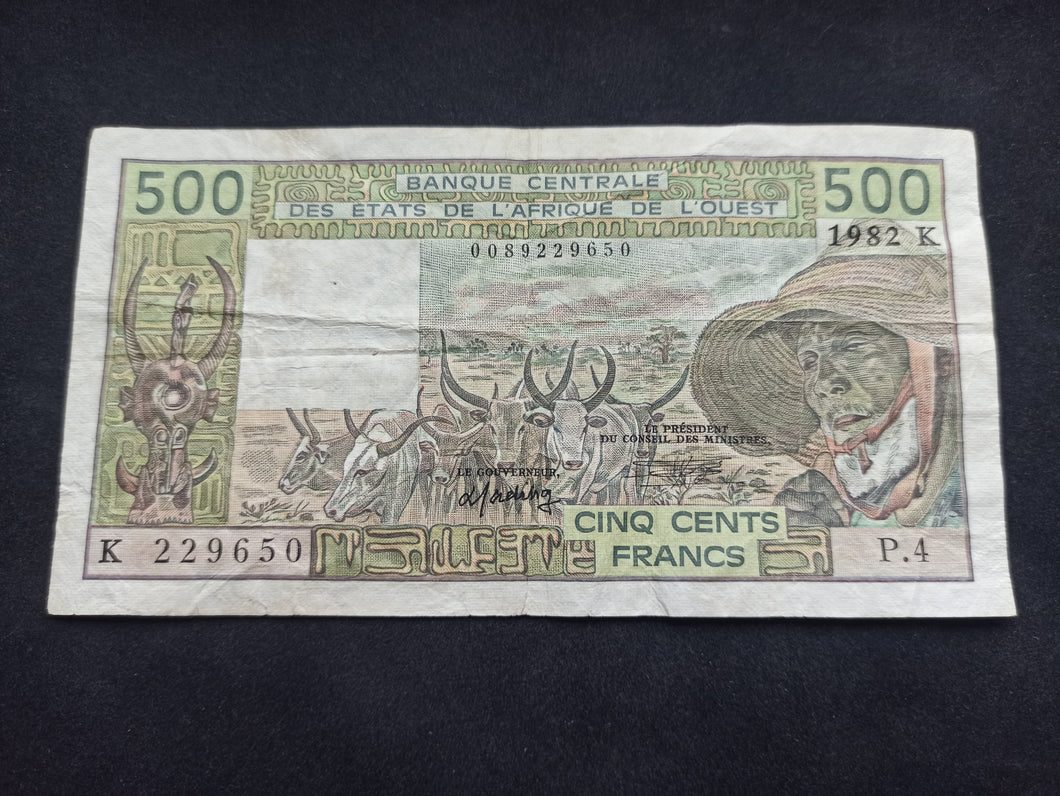 Af de l'Ouest : Sénégal : 500 Francs 1982 K (Ref 1777)