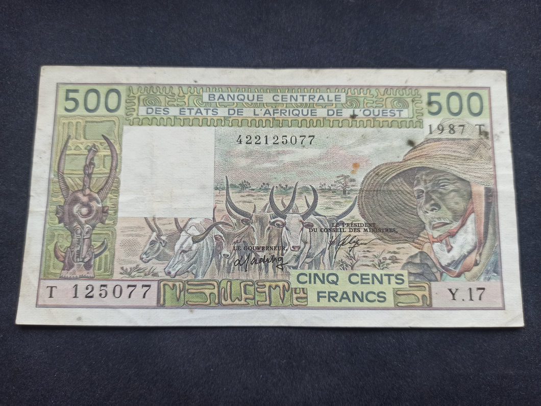 Af de l'Ouest : Togo : 500 Francs 1987 T (Ref 1778)