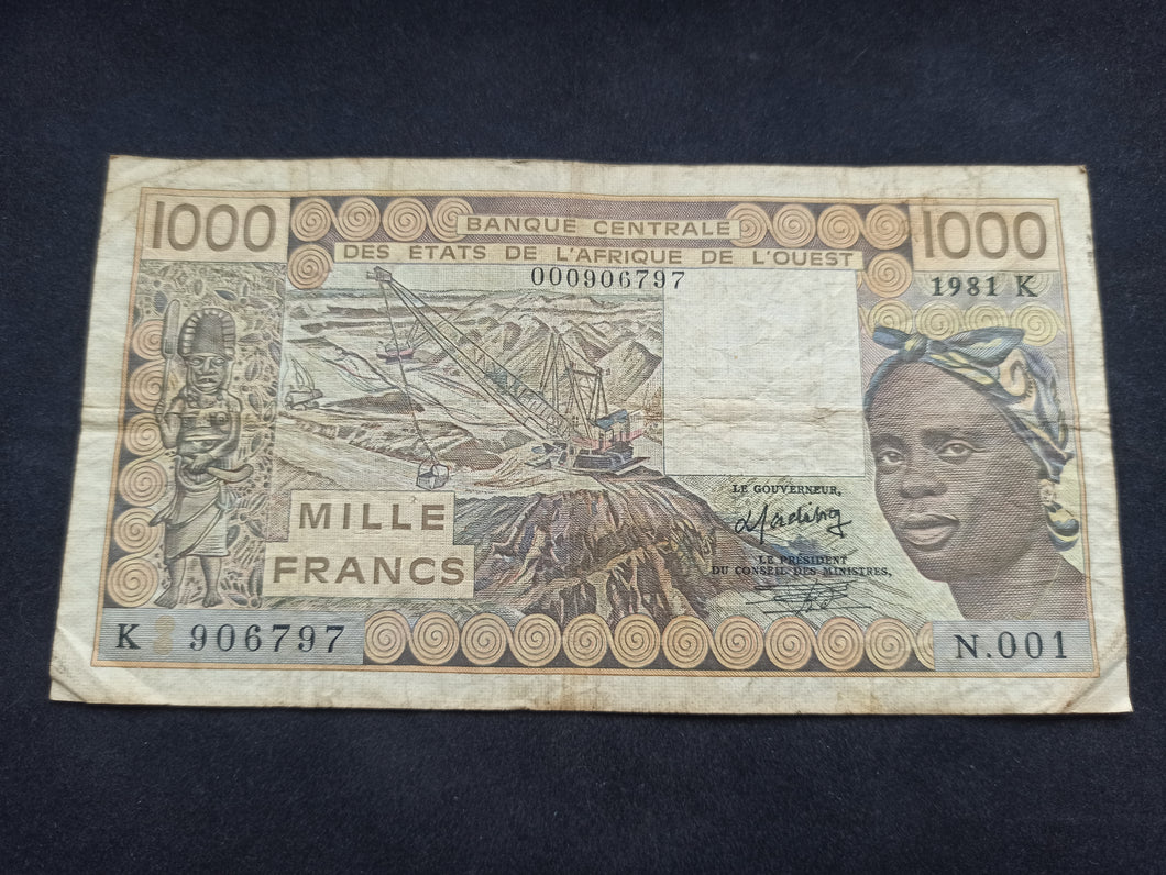 Af de l'Ouest : Sénégal : 1000 Francs 1981 K (Ref 1779)