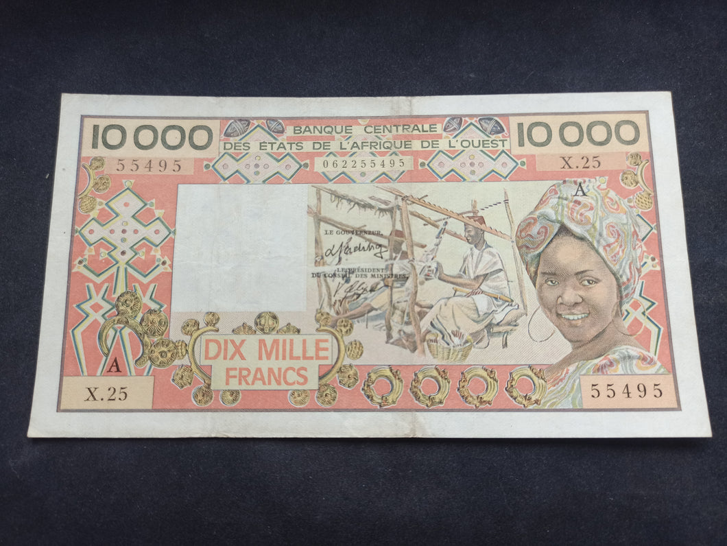 Côte d'Ivoire 10000 Francs 1977-92 A Sign 20 (Ref 1788)