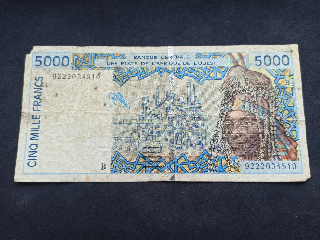 Bénin : 5000 Francs 1992 B (Ref 1790)