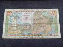 Charger l&#39;image dans la galerie, Réunion : 500 Francs Surchargé 10 NF 1971 (Ref 1808)
