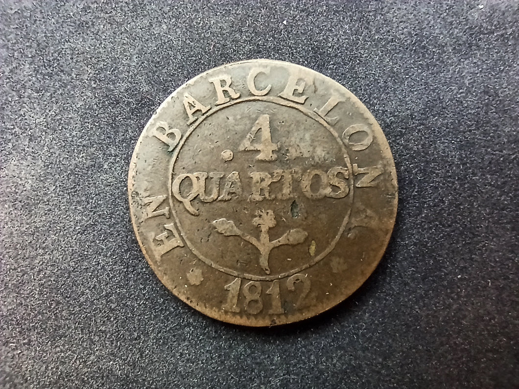 Espagne : 4 Quartos 1812 Barcelone (Ref 1832)
