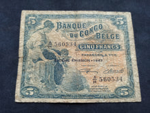 Charger l&#39;image dans la galerie, Congo belge : 5 Francs 1947 (Ref 1838)
