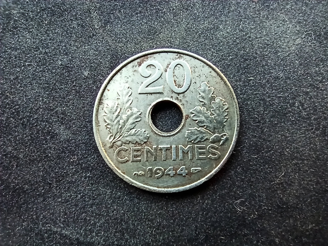20 Centimes Etat Français 1944 Fer (Ref 2018)