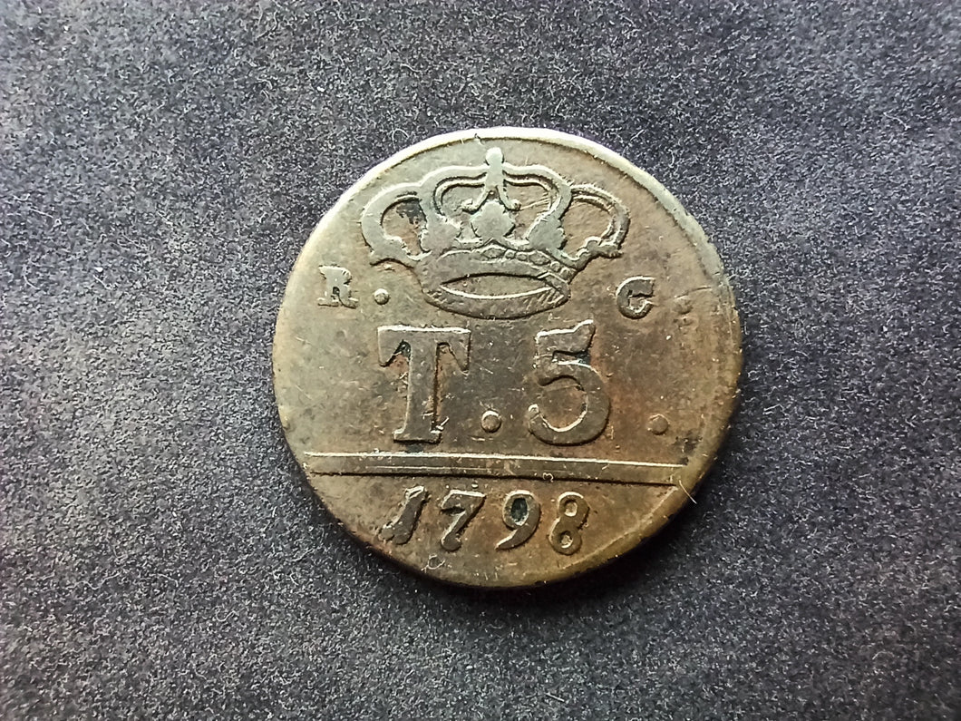 Italie : 5 Tornesi 1798 Naples (Ref 2105)