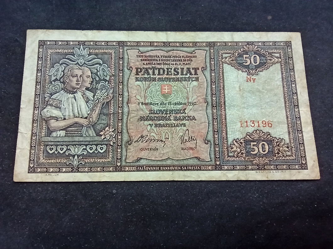 Slovaquie : 50 Korun 1940 (Ref 2240)