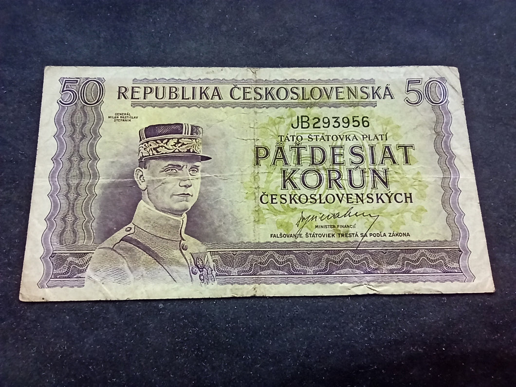 Tchécoslovaquie : 50 Korun 1945 (Ref 2237)