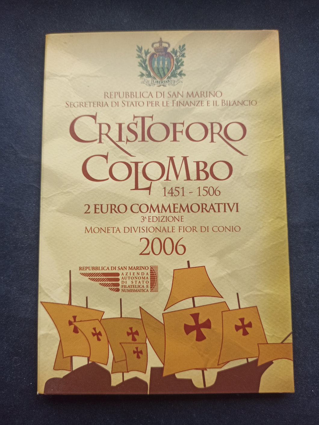 2 Euro Commémorative St Marin 2006 : Christophe Colomb