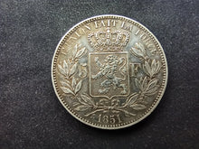 Charger l&#39;image dans la galerie, Belgique : 5 Francs Argent Leopold Premier 1851 (Ref 2283)
