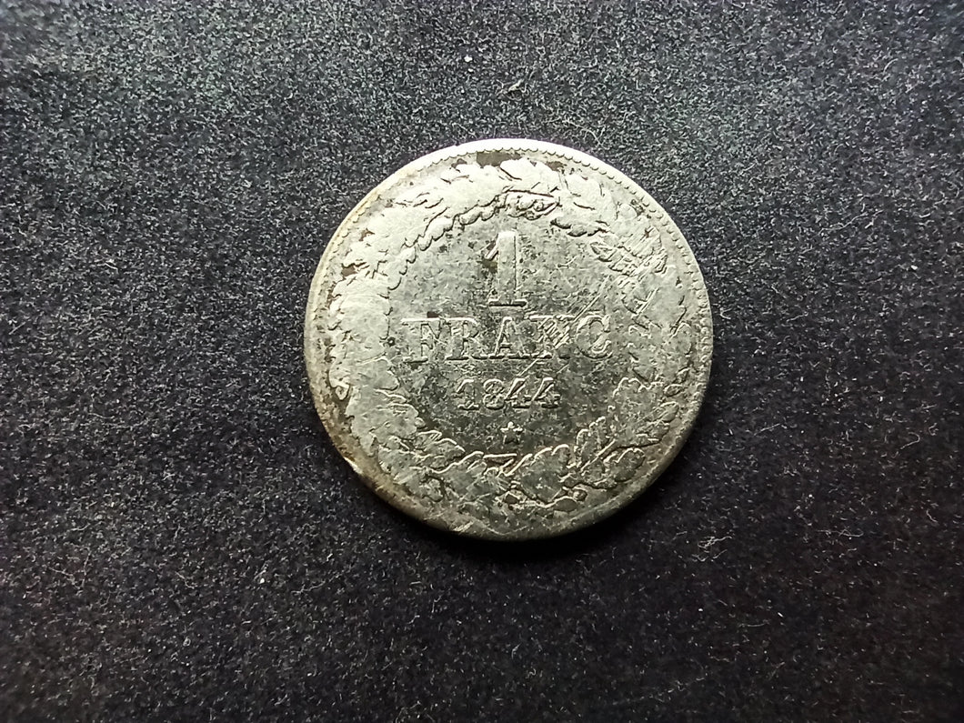 Belgique : Un Franc Argent Leopold Premier 1844 (Ref 2293)