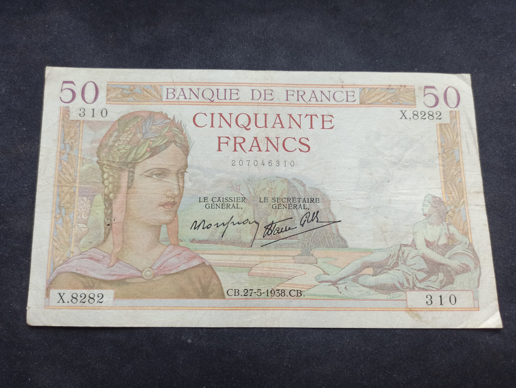 50 Francs Cérès (27-5-1938) (Ref 2320)