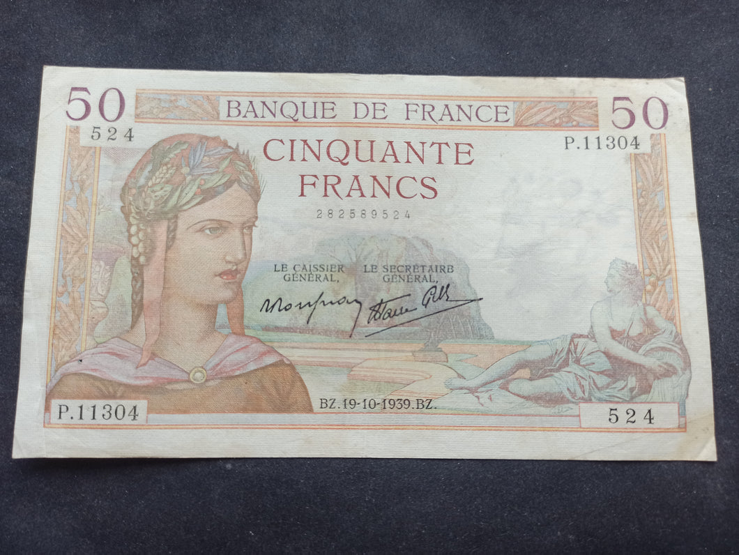 50 Francs Cérès (19-10-1939) (Ref 2321)