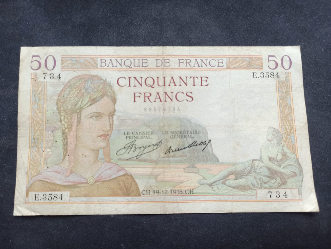 50 Francs Cérès (19-12-1935) (Ref 2322)