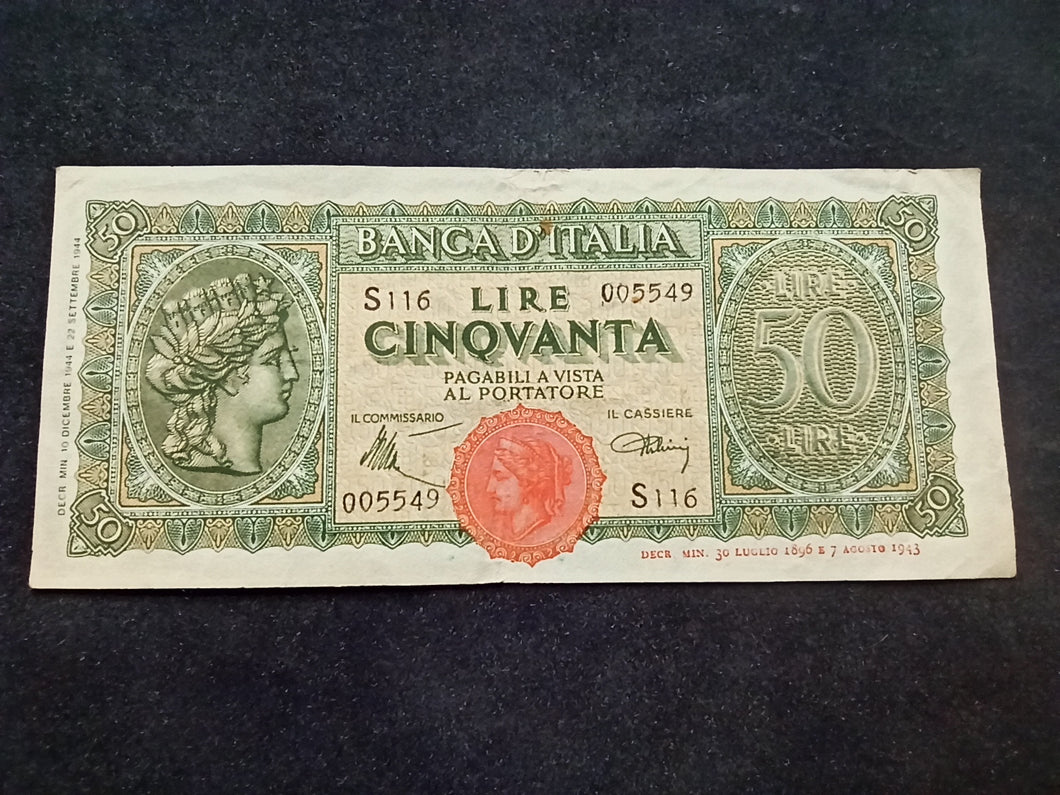 Italie : 50 Lire 1944 (Ref 2434)