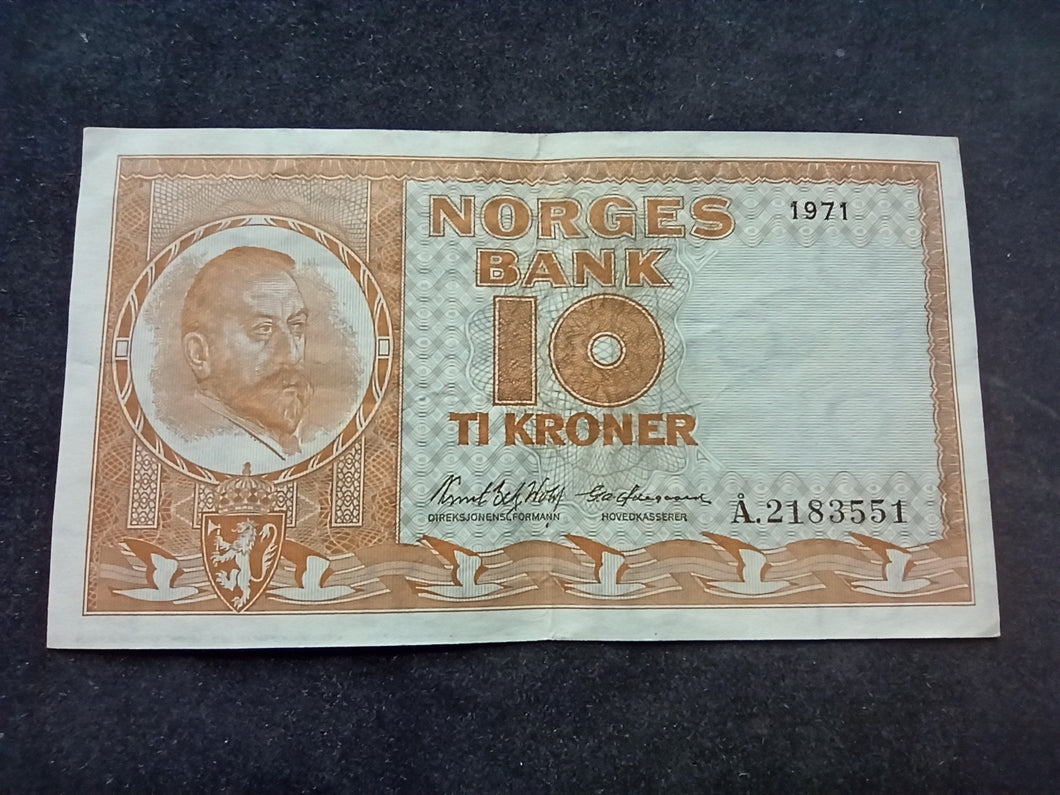 Norvège : 10 Kroner 1971  (Ref 2447)