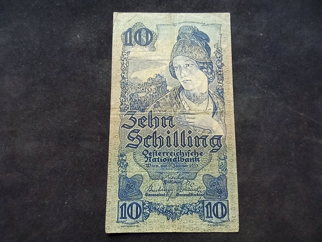 Autriche : 10 Shillings 1933 (Ref 2454)