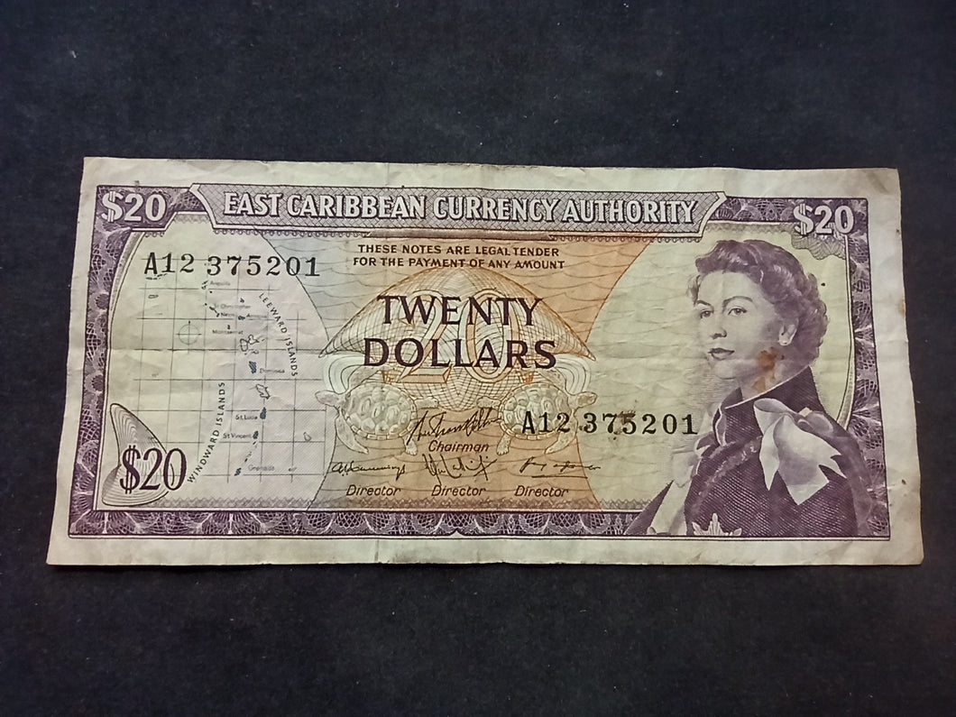 East Caribbean : 20 Dollars 1965 (Ref 2462)