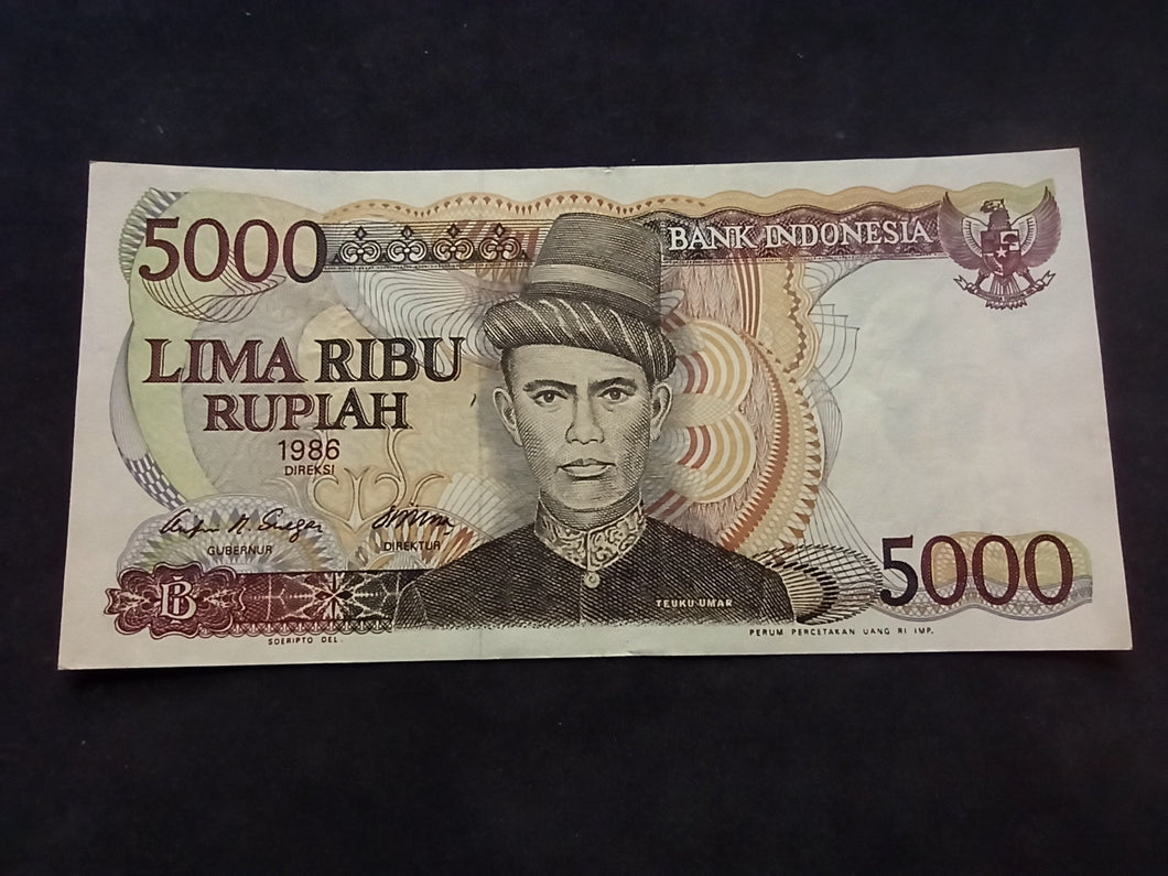 Indonésie : 5000 Rupiah 1986 (Ref 2486)