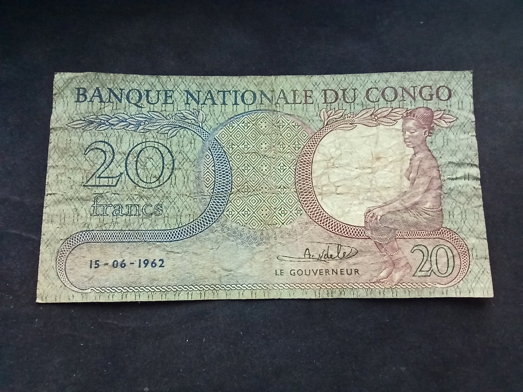Congo : 20 Francs 1962 (Ref 2532)