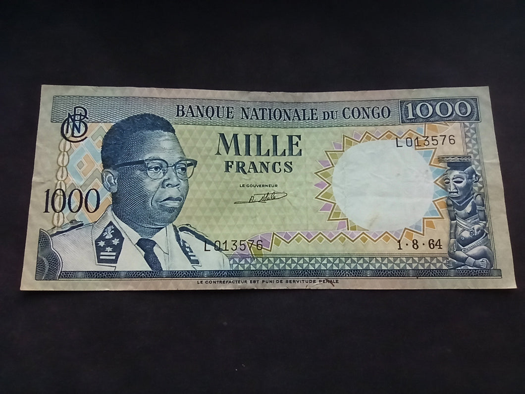 Congo : 1000 Francs 1964 (Ref 2535)
