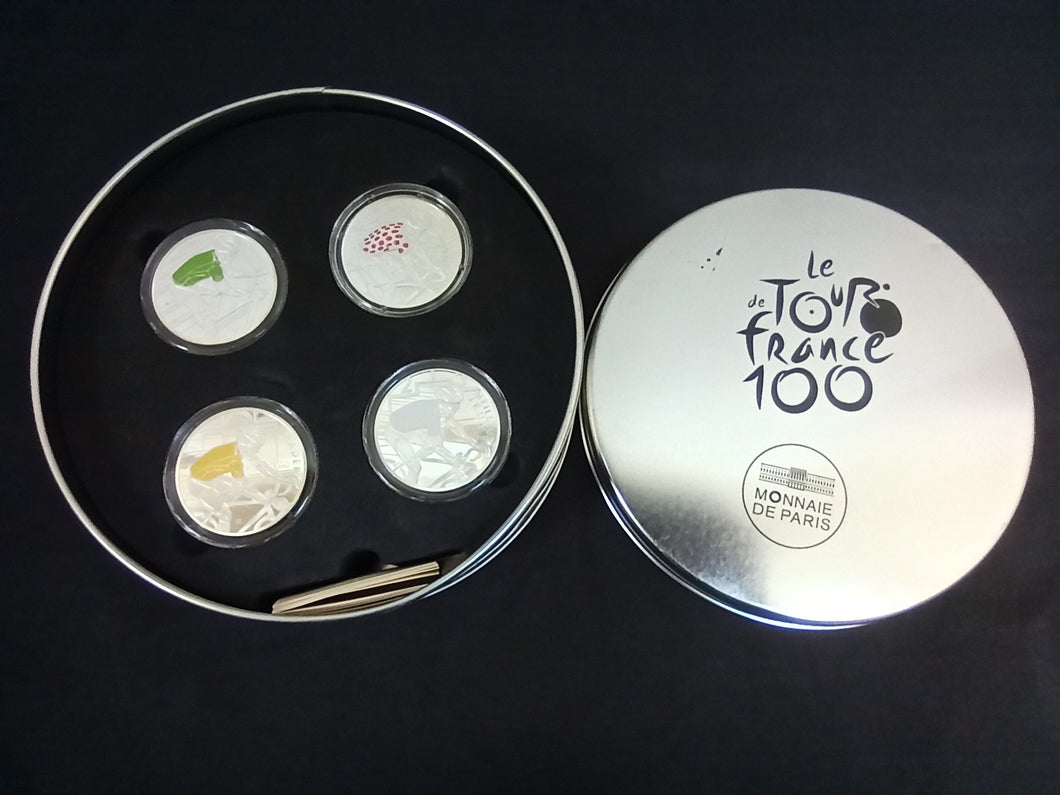 Coffret France : 4 X 10 Euro 2013 Tour de France Argent : Maillot Vert, Jaune...