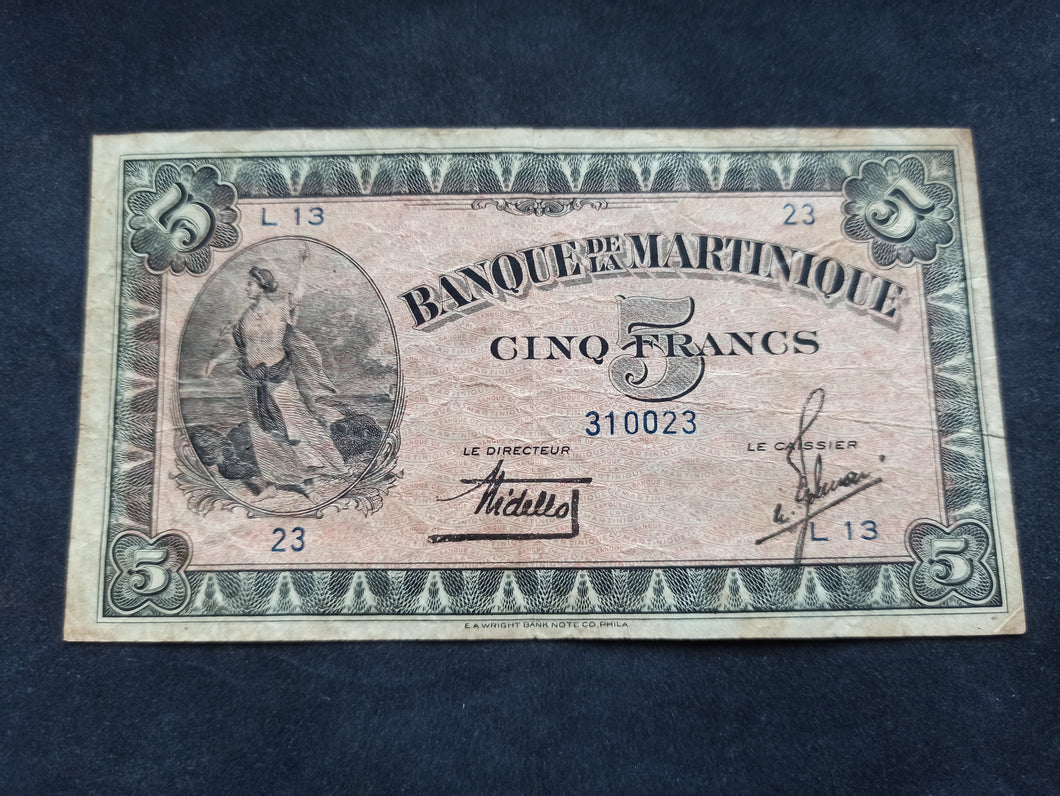 Martinique : 5 Francs 1942 (Ref 2583)