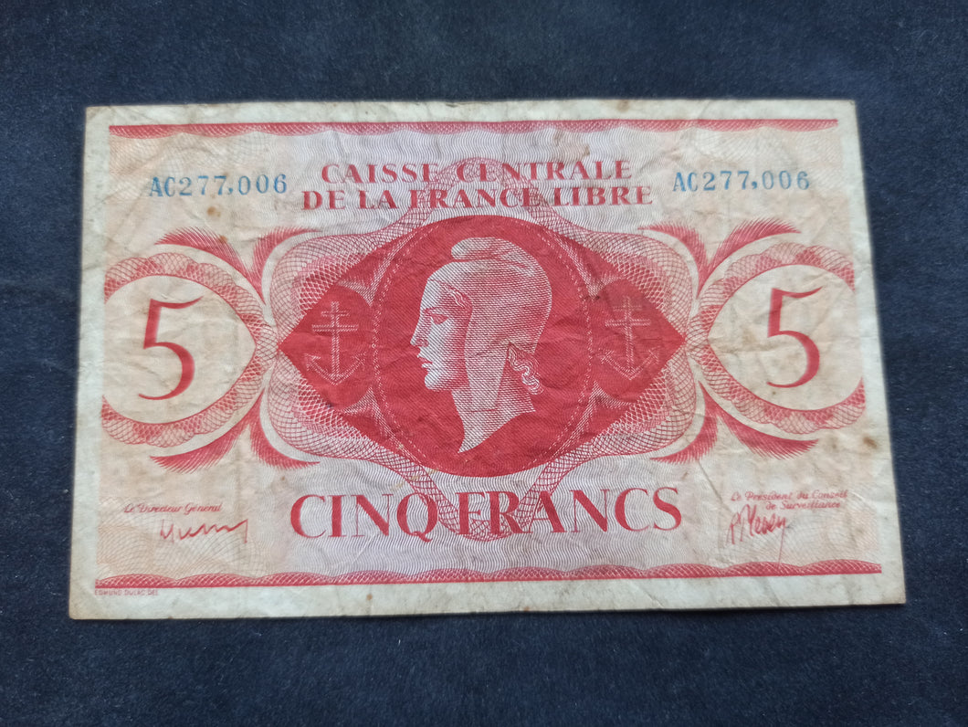 Afrique Equatoriale : 5 Francs 1941 France Libre (Rf 2584)