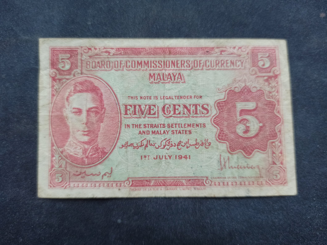 Malaya : 5 Cents 1941 (Ref 2633)