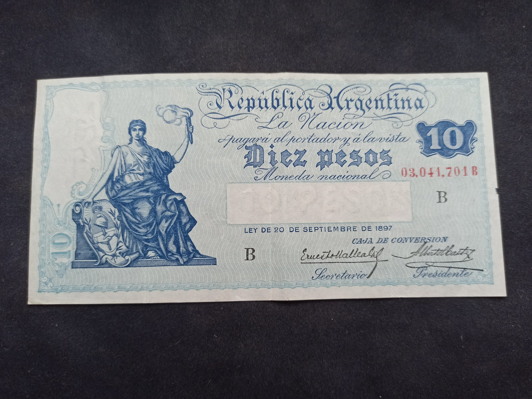 Argentine : 10 Pesos 1897 (1925-32) Série B (Ref 2637)