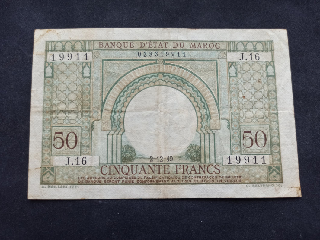 Colonies Françaises : Maroc : 50 Francs 1949 (Ref 2599)