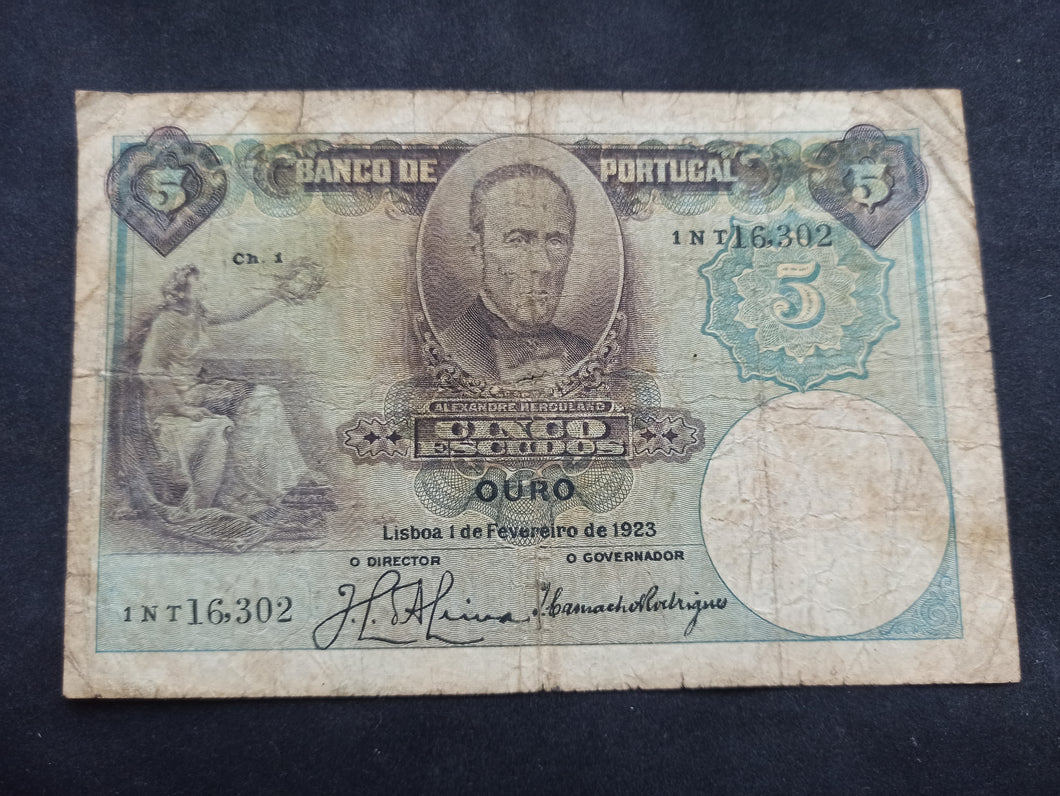 Portugal : 5 Escudos 1923 (Ref 2612)