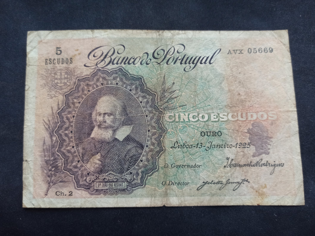 Portugal : 5 Escudos 1925 (Ref 2611)