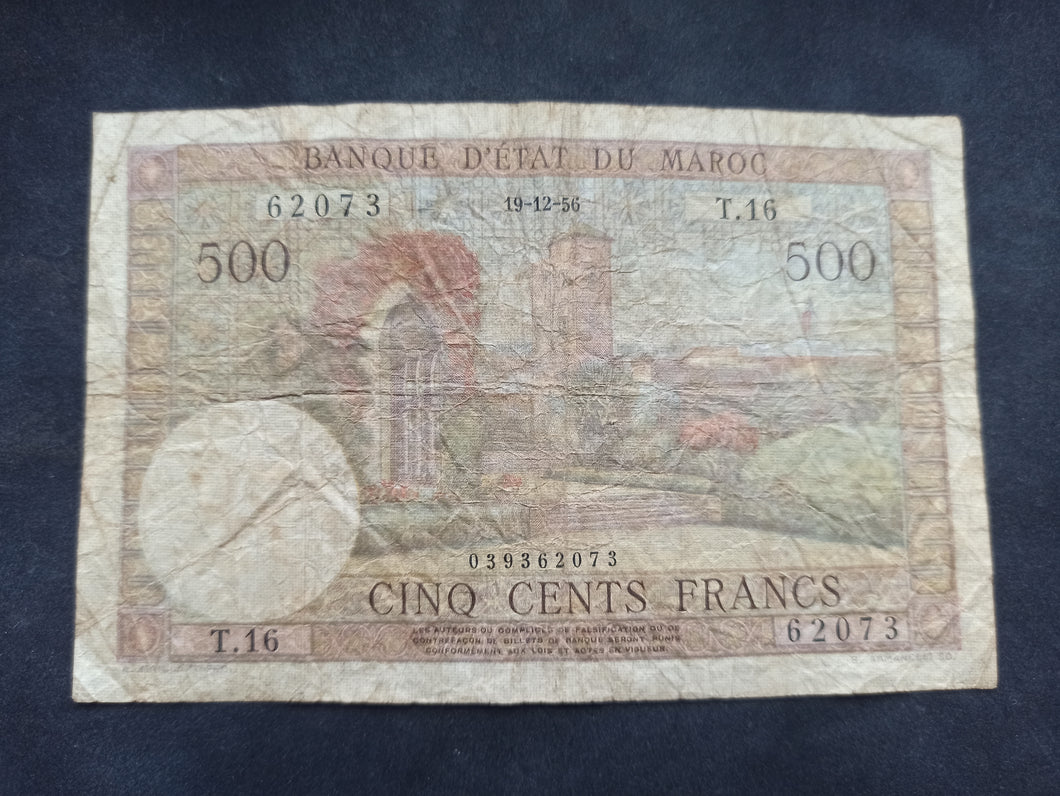 Maroc : 500 Francs 1956 (Ref 2644)