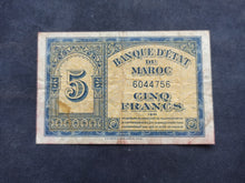 Charger l&#39;image dans la galerie, Maroc : 5 Francs (1-8-1943) (Ref 2654)
