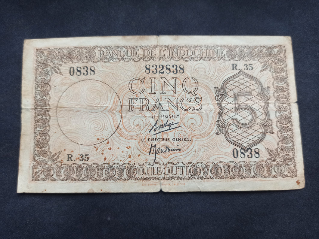 Palestine / Djibouti : 5 Francs 1945 (Ref 2665)