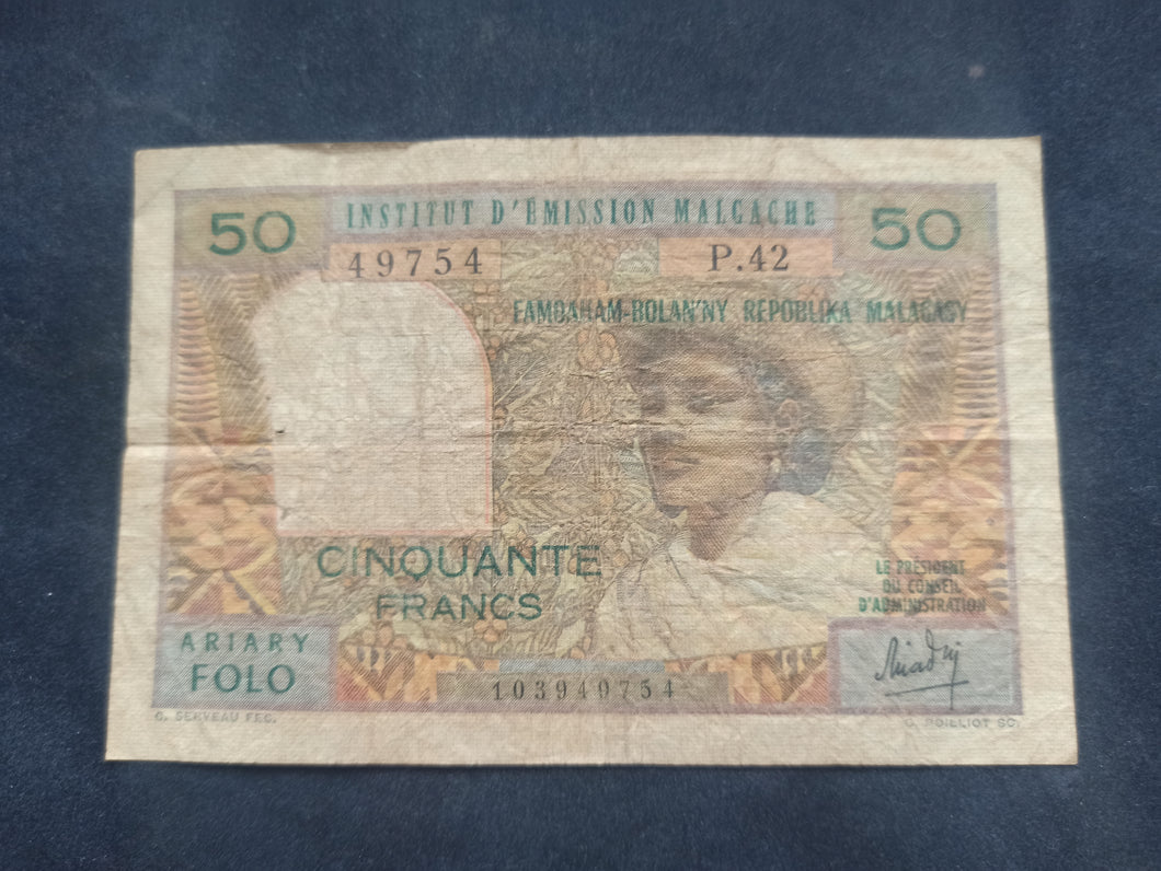 Madagascar : 50 Francs 1962 (Ref 2682)